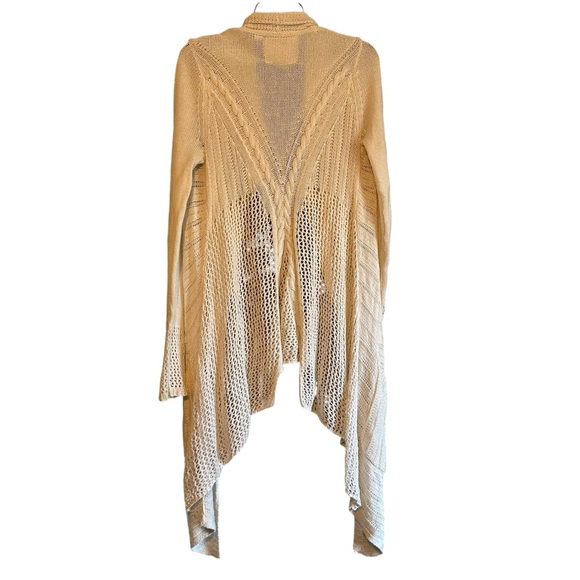 Angel of the North Anthropologie Ivory Cream Open Front Longline Cardigan Size S - Picture 8 of 12